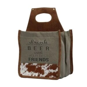Brown and Tan Canvas Beer Tote
